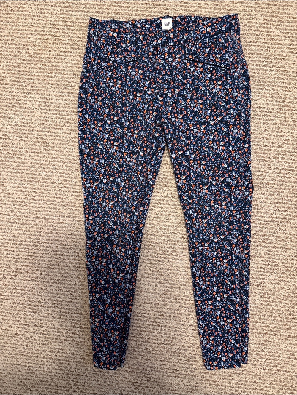 GAP Navy Floral Print Dress Pants with Pink and Orange Accents size 8